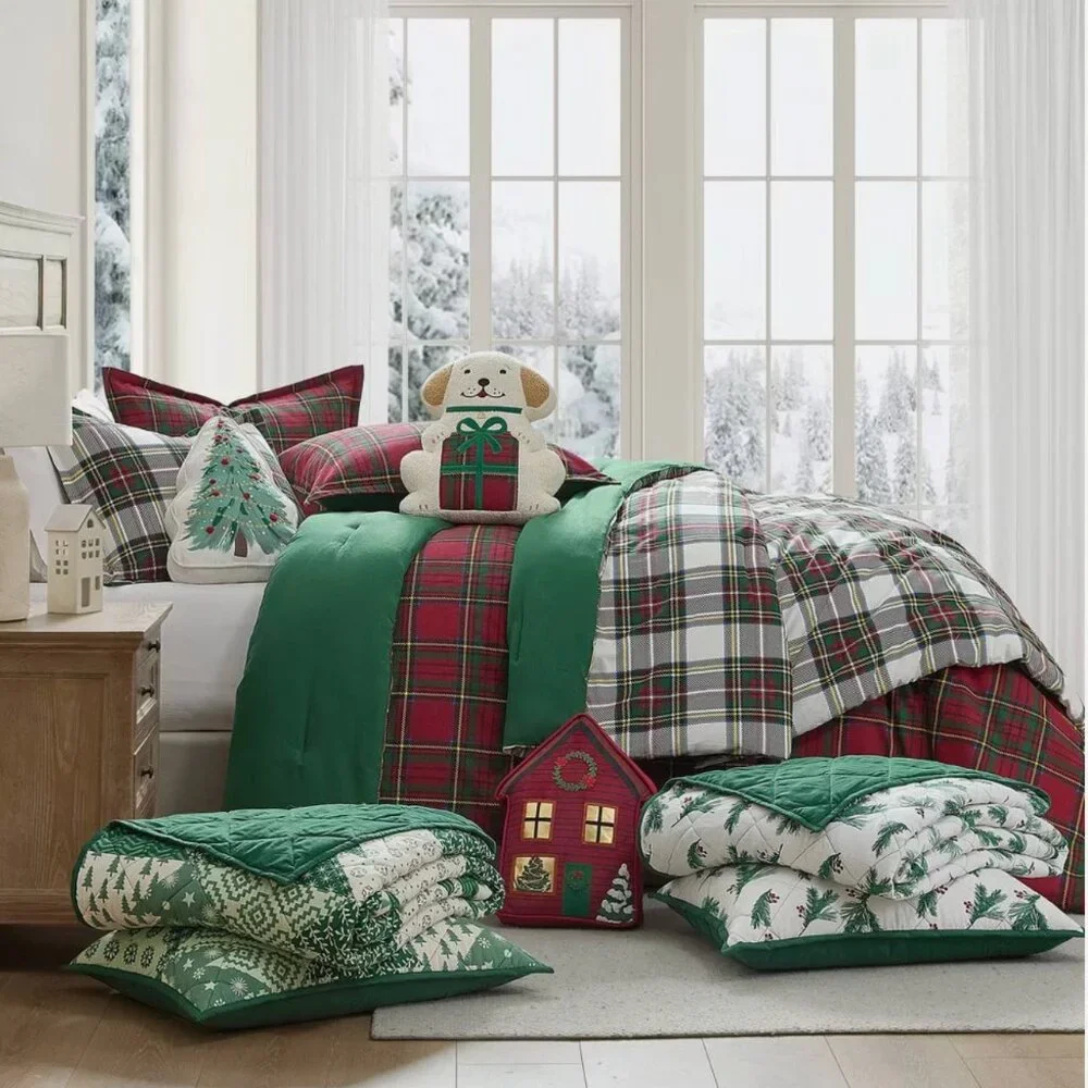 NWT Hallmark Flannel Plaid Comforter Set QUEEN